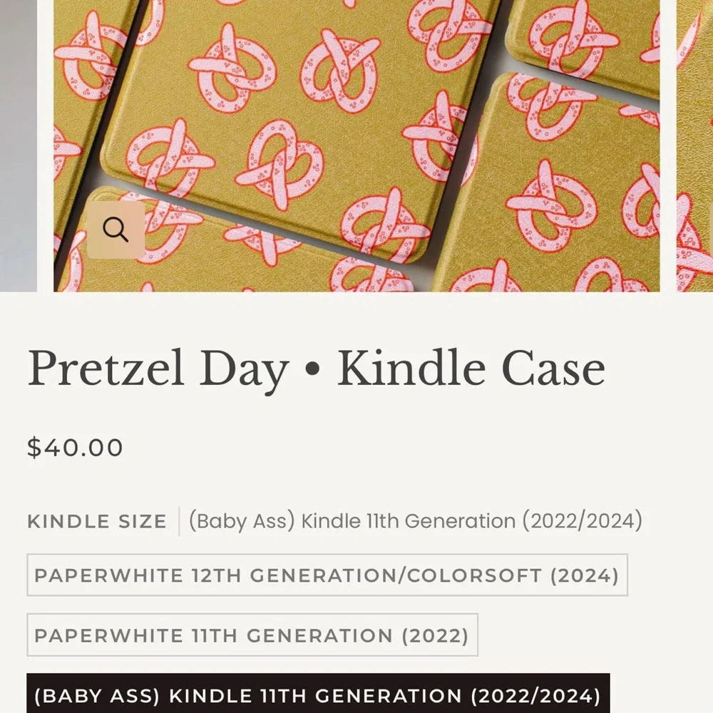 Pink Pretzel Print Kindle Paperwhite Cover